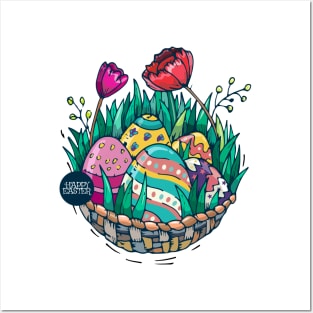 Happy Easter! Colorful Happy Easter Egg Posters and Art